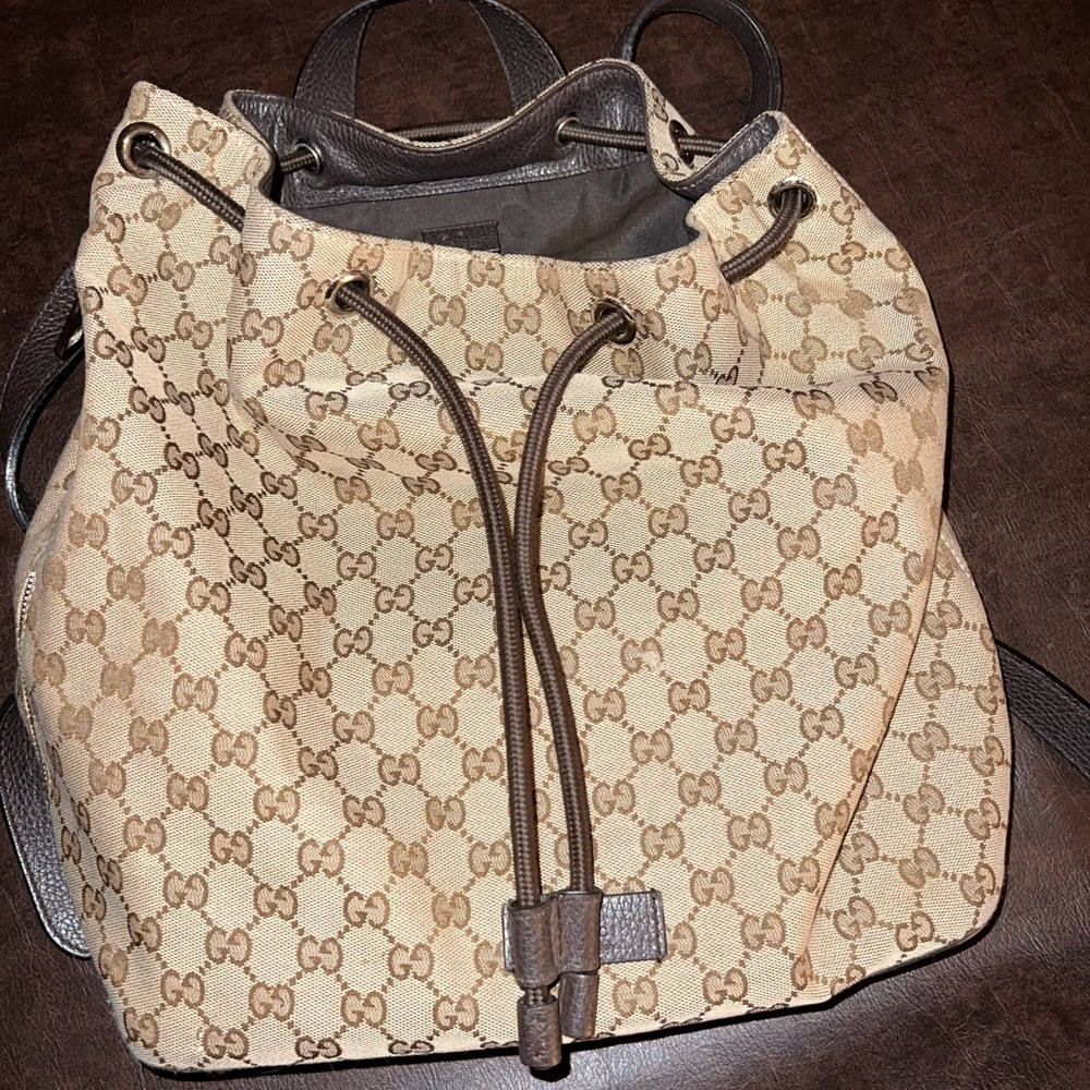Gucci Monogram Drawstring Backpack - image 1